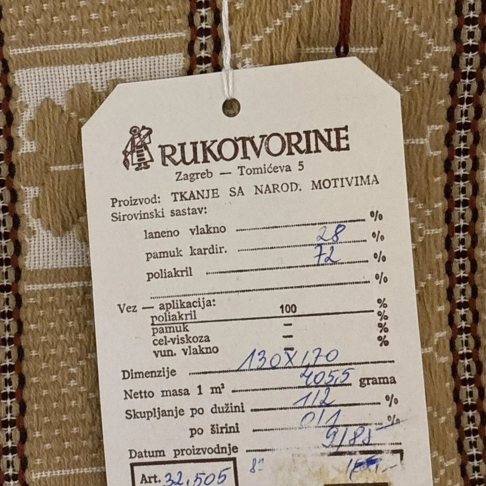 Vintage Rukotvorine Zagreb Croatian Hand Woven Blanket Throw Folk Motifs 1981